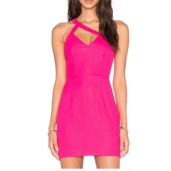 NBD X THE NAVEN TWINS Hot Pink Mini Dress One Shoulder Barbie Core Size M - Picture 1 of 8